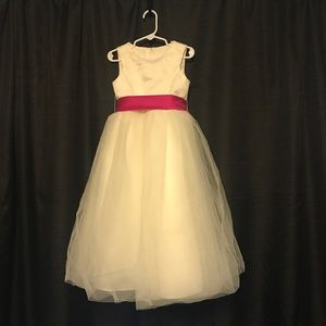 Satin Flower Girl Dress With Tulle Skirt